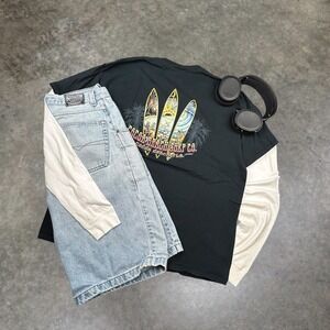 Cocoa Beach Surf Co Graphic T-Shirt Mens 2XL Black Y2K Skater Surfboard Tee